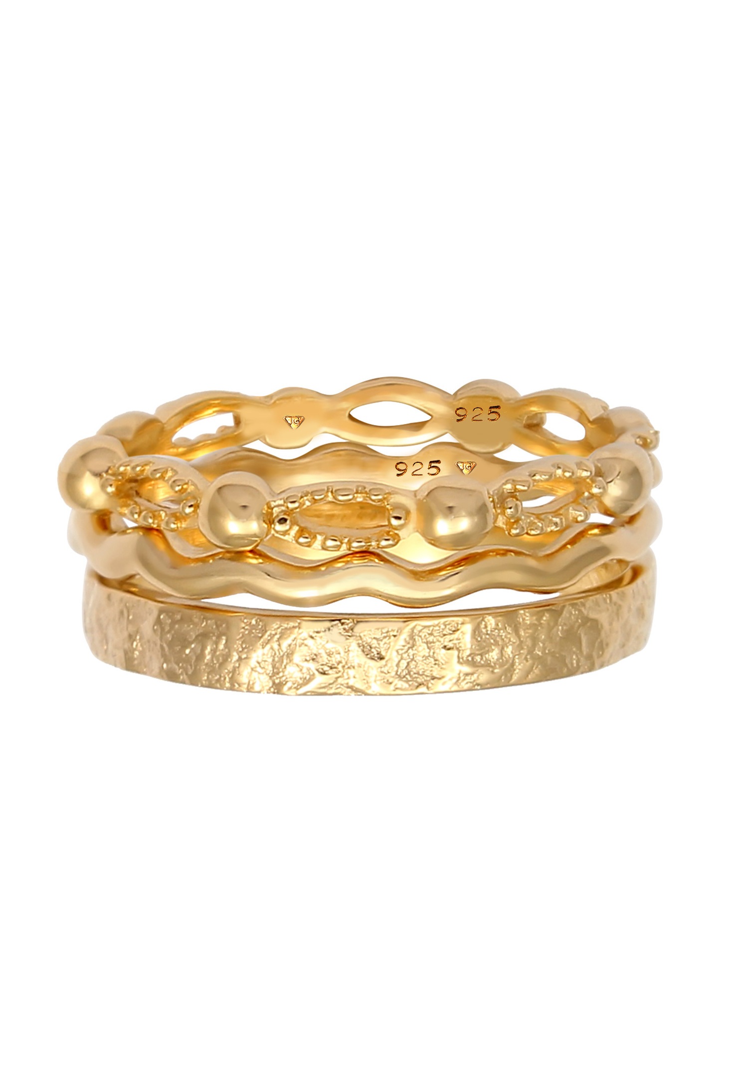 Elli Boule à vagues Bague pour dames en 925/1000 argent massif