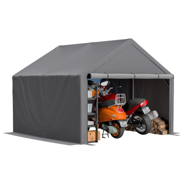 CDISPLAY Caseta de jardín con almacenamiento, 305 × 296 × 233 cm, garaje para bicicletas, refugio multiusos.