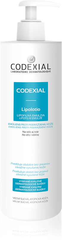 Spiridea Codexial Lipolotio, emulsão hidratante para pele atópica, para crianças e adultos, com propriedades regeneradoras.