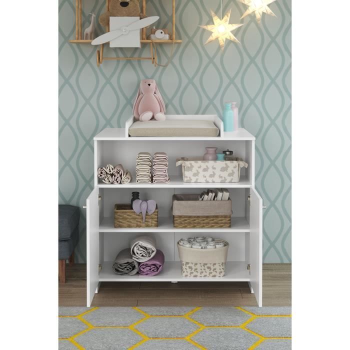 Baby Room Duo: 70 x 140 cm Cot + NIKO Changing Table - White - TREND TEAM