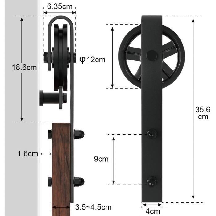 Binario di sospensione a ruota panoramica per porta scorrevole, 2,0 m, set completo di accessori per porta scorrevole tipo J