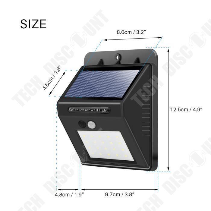 TD® LED eclairage exterieur imperméable 20-LED Éclairage de Sécurité Lampe Solaire Extérieur Eclairage mural Pour Jardin Terrasse