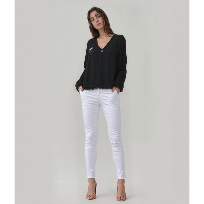 Pantalones vaqueros de mujer - X-MAX - Corte ajustado - Cintura alta - Algodón y licra - Blanco