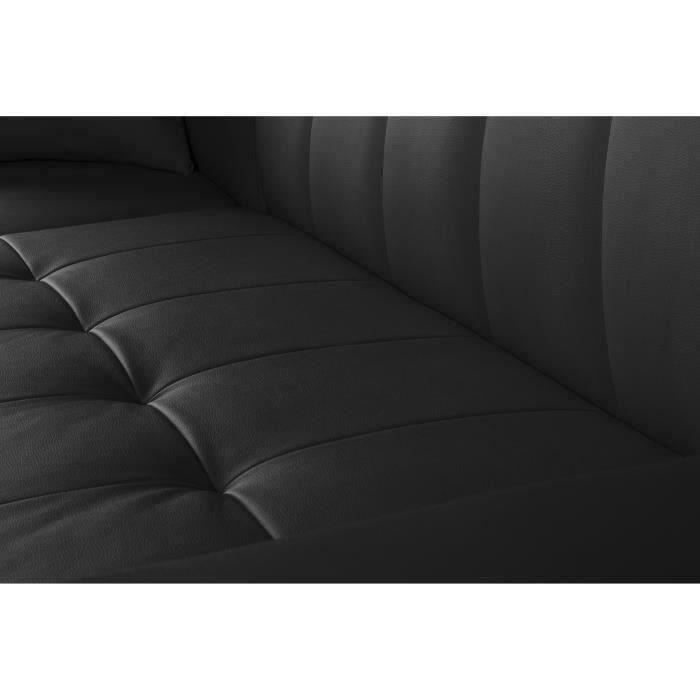 Reversible 3-seater corner sofa bed - Black faux leather - Contemporary - W 235 x D 85-153 cm - ROMAN