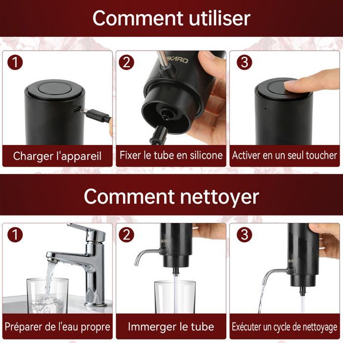 AIKARO - Aerador de Vinho Elétrico, Dosador Automático de Vinho, Recarregável