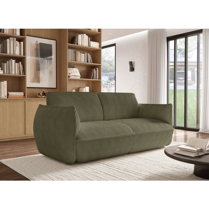 Fixed sofa - 3-seater - SOFFIO - Green fabric - 220 x 98 x 83 cm