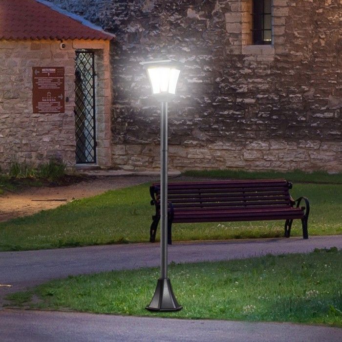 Lanterne solaire jardin 160cm noir - Éclairage chemin LED 40 lumens - Éclairage extérieur décoratif autonome