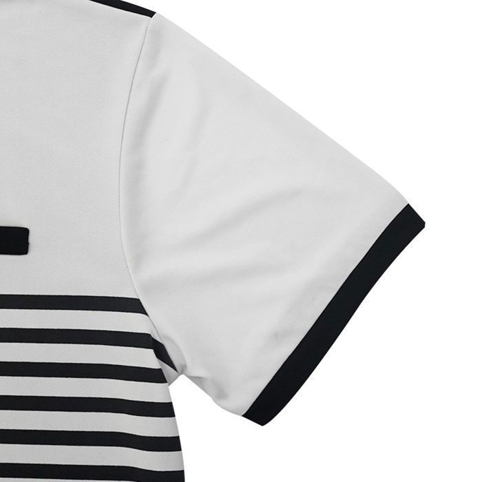 Polo para hombre, polo ligero de verano con botones, polo transpirable de manga corta a rayas - Blanco