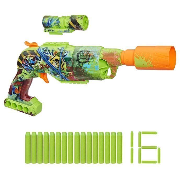 Nerf Zombie Driller, blaster a dardi, cilindro rotante, età 8+