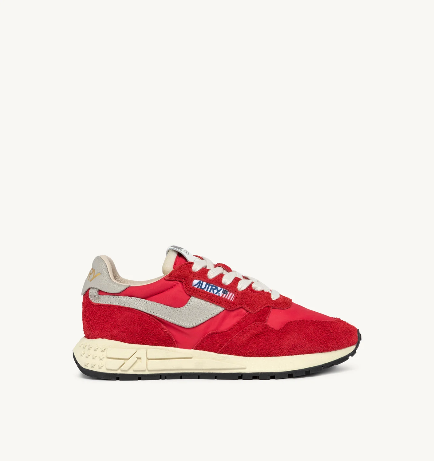 Adidași REELWIND cu pantofi joși din nailon și piele întoarsă, culoare roșie