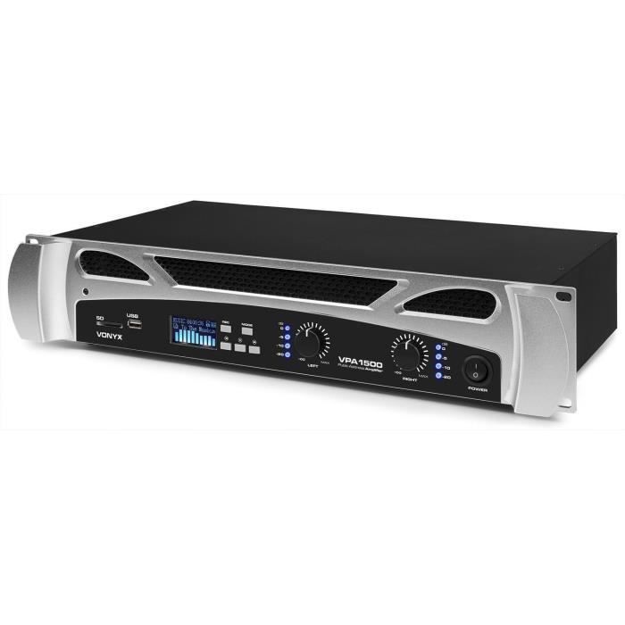 Amplificador de PA - VONYX - VPA1500 - 2x 750W - Bluetooth - Prata/Preto
