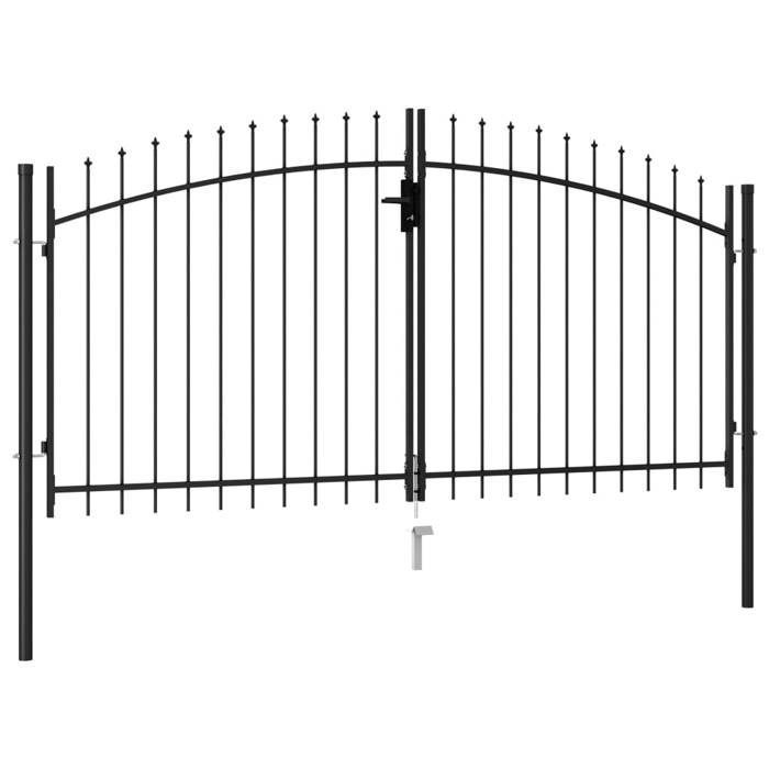 vidaXL Portillon double porte avec dessus à pointe Acier 3x1,5 m Noir