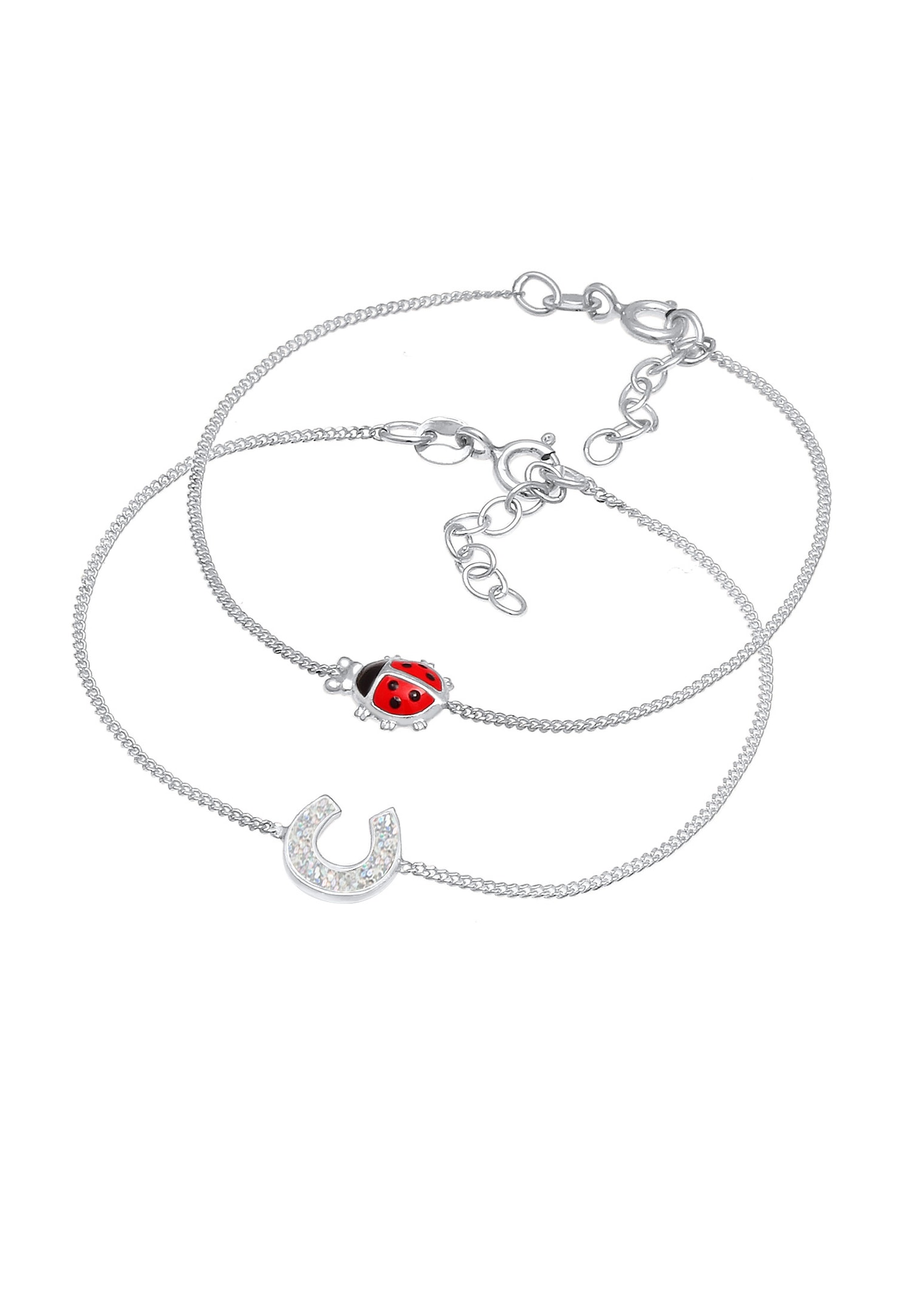 Elli Des enfants sertis de coccinelles en fer à cheval mignonnes et colorées en argent sterling 925