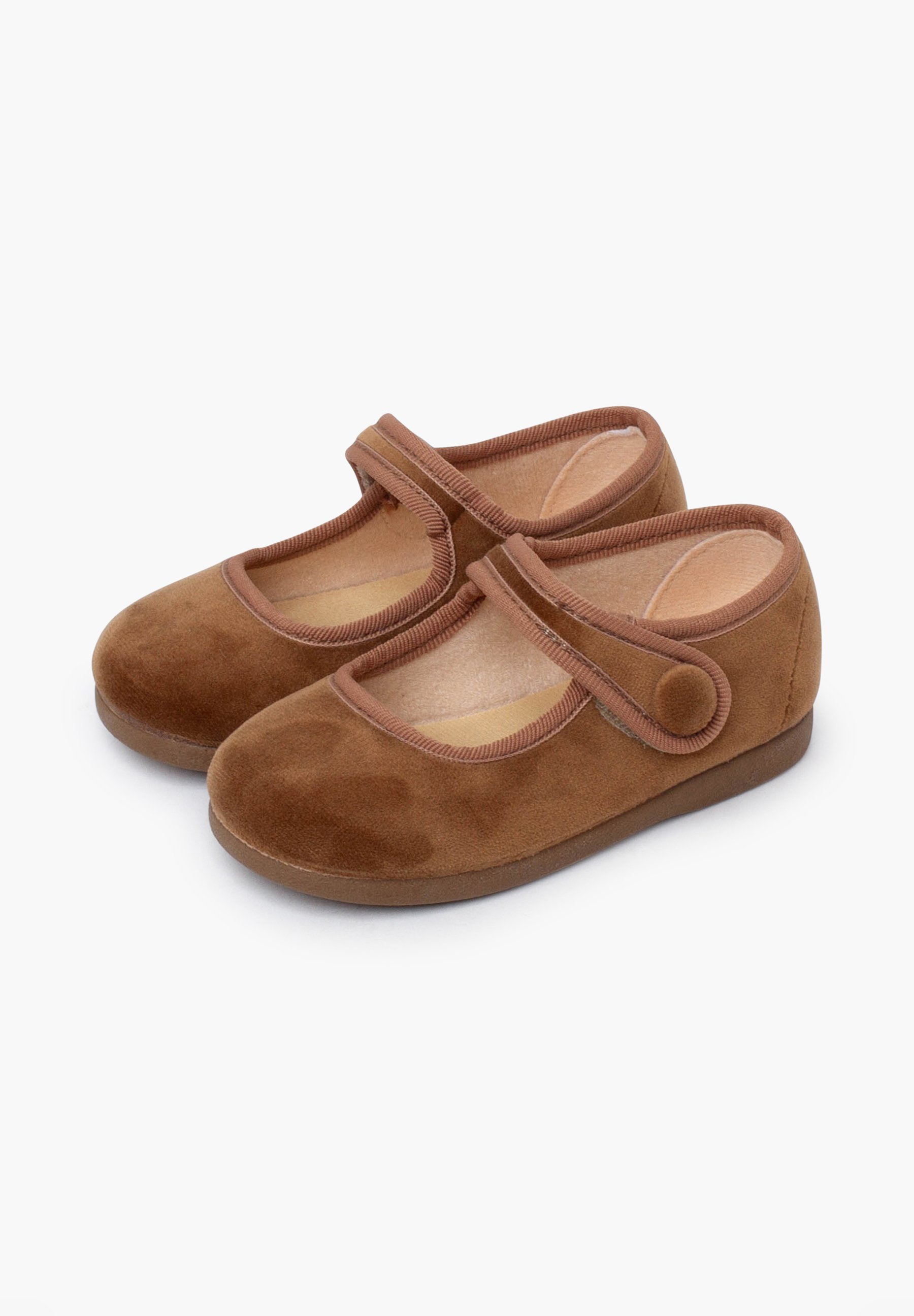 Pisamonas Mary Janes met klittenbandsluiting en knoop - Babyschoenen - bruin