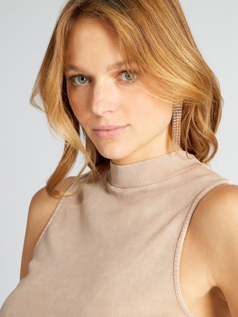 Regata cropped canelada - BEGE