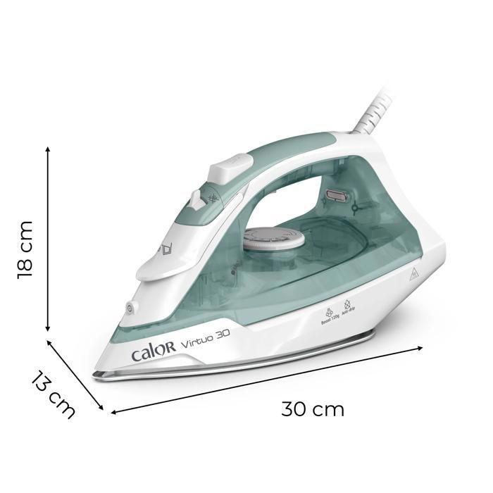 Calor Virtuo 30 Fer vapeur, Puissance 2 000 W, 27g/min, Fonction pressing 120g/min, FV2C42C0