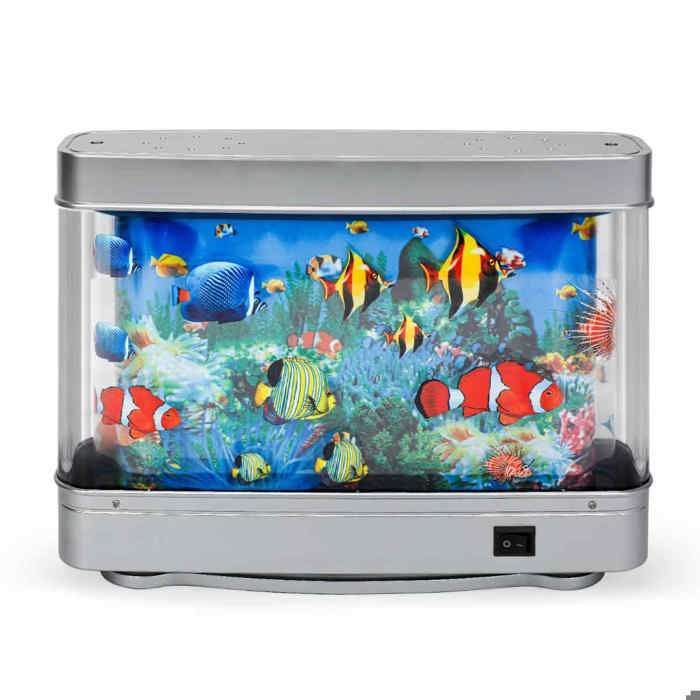 Acuario con iluminación LED y sistema de autopurificación, 30x23x7cm, multicolor
