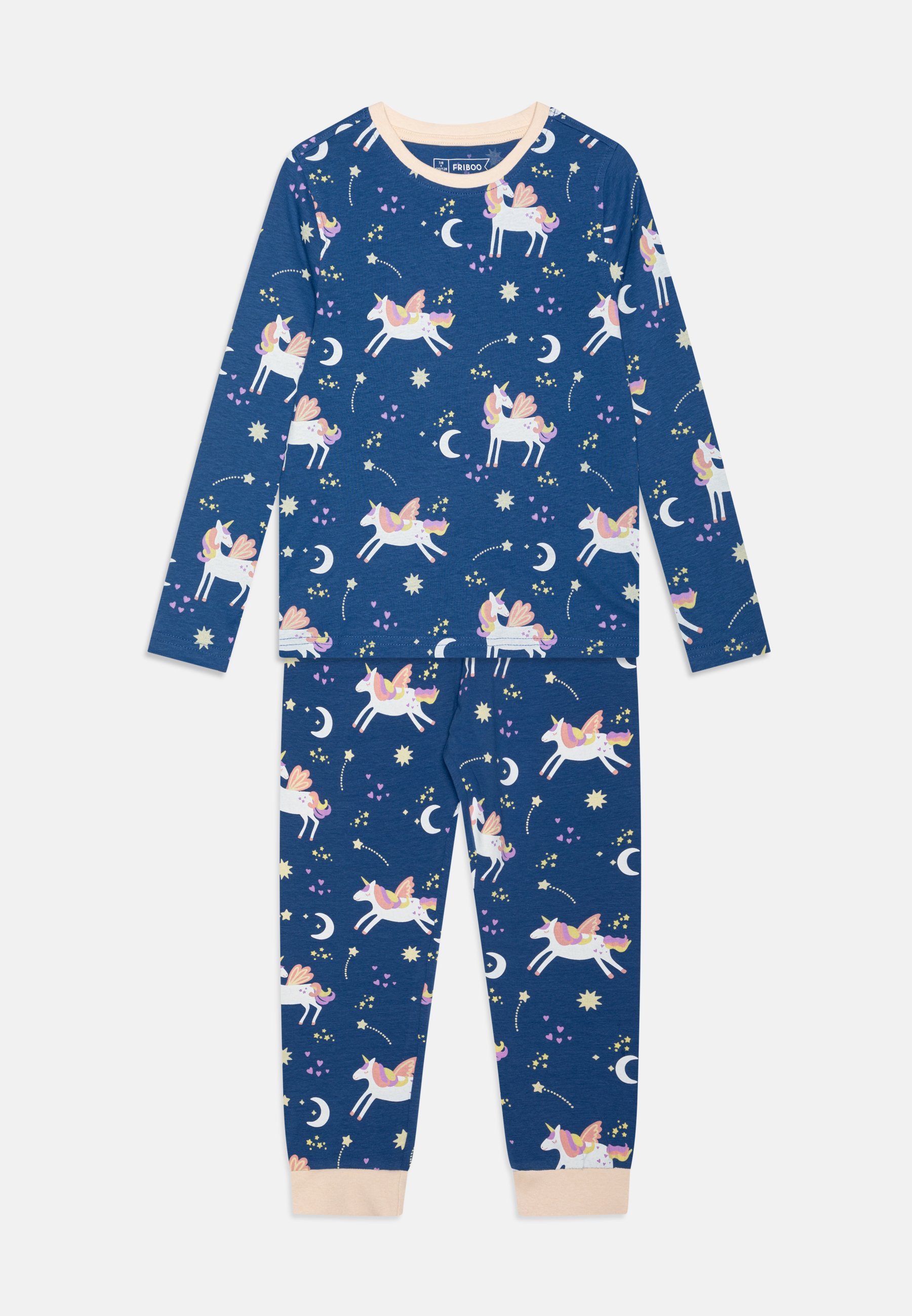 Friboo 3-delige pyjamaset - lichtroze/donkerblauw/turkoois