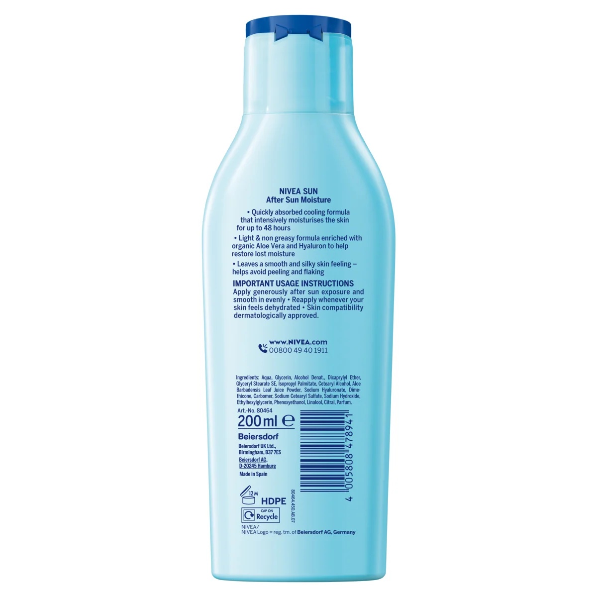 Loção pós-sol Nivea Sun Hydrate 200 ml refrescante e hidratante