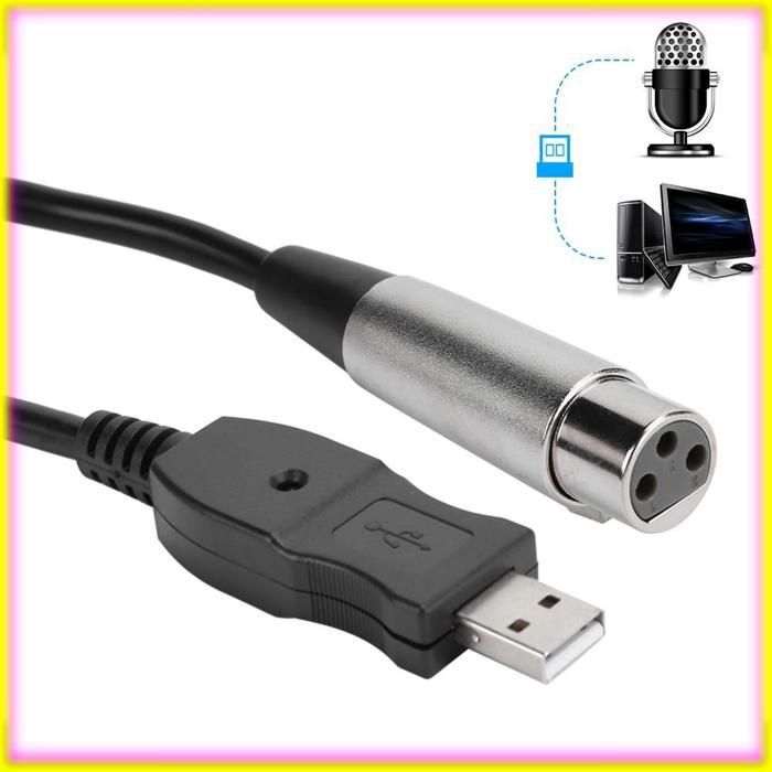 Cable de micrófono Keenso, cable USB a XLR para micrófono, conversión AD integrada con proyector de vídeo.