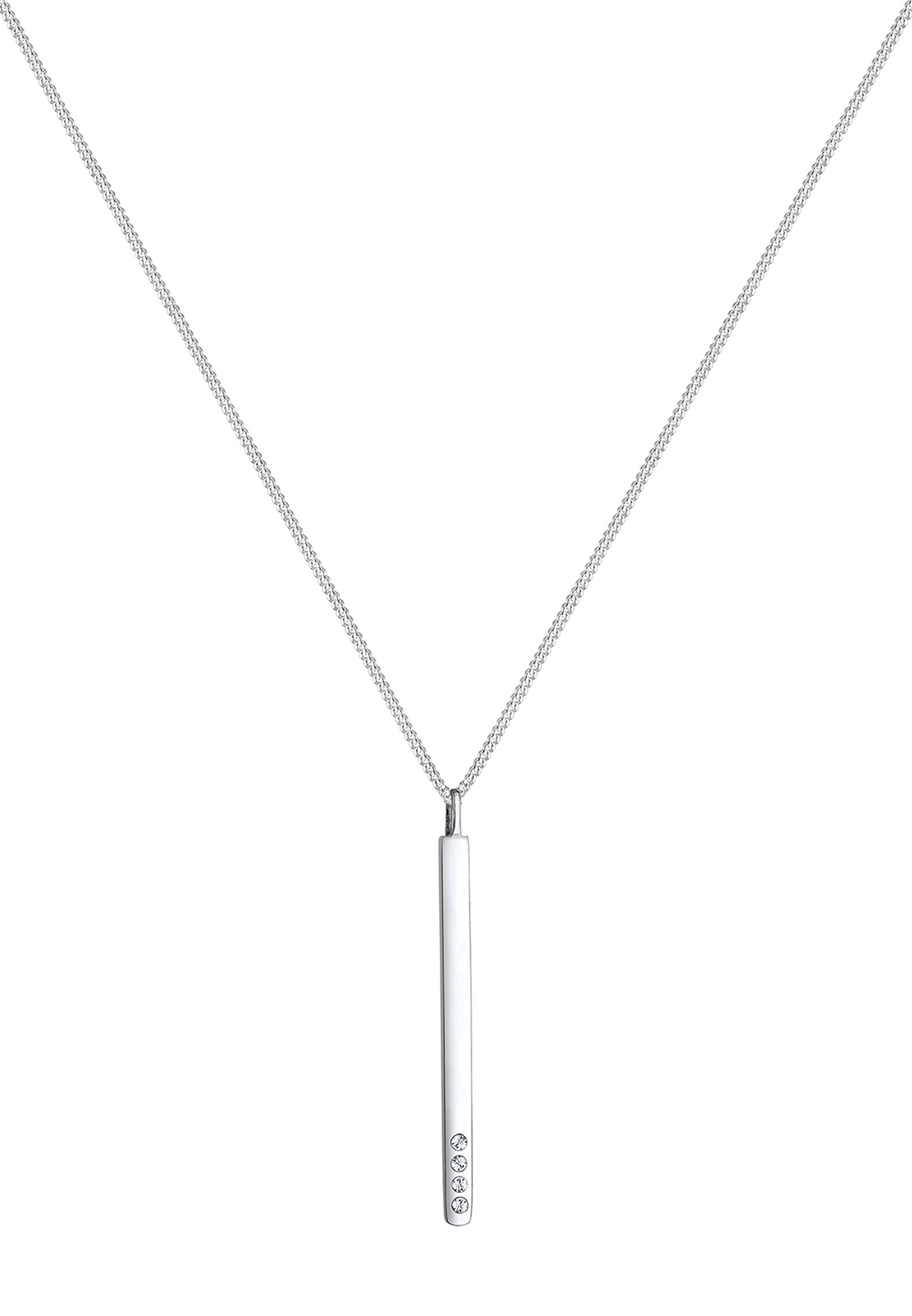 Elli Femmes chaîne en Y avec pendentif bâton et cristaux en argent sterling 925 45 cm de long