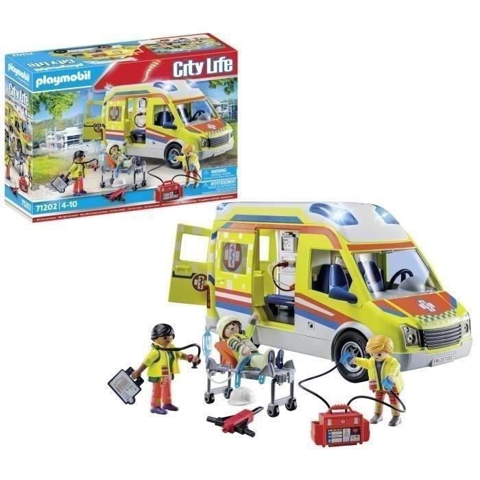 PLAYMOBIL 71202 Ambulancia con efectos de luz y sonido, Equipo de Rescate de Acción Urbana