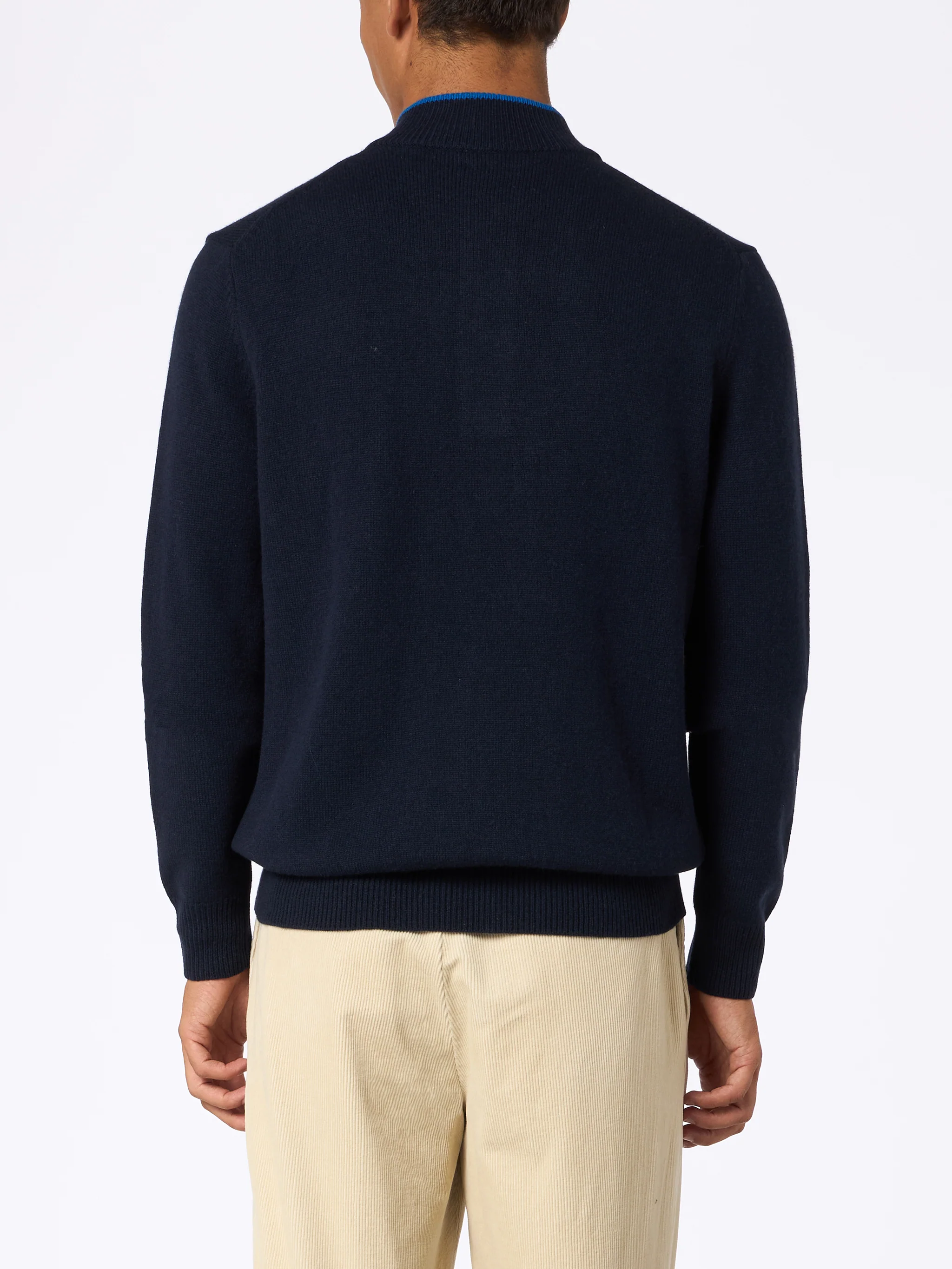 Dorian herenpolo van kasjmierblend in marineblauw