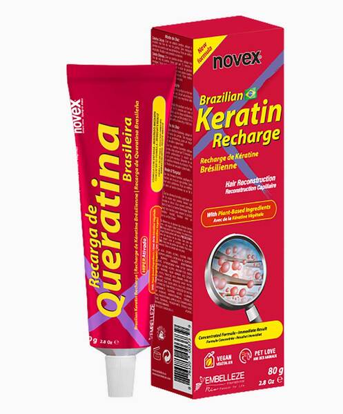 Trattamento di ricostruzione capillare Novex Brazilian Keratin Recharge.