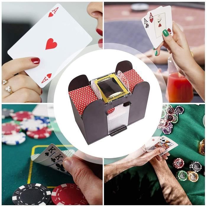 Barajador de cartas Relaxdays, mezclador eléctrico de cartas a pilas, 6 barajas b1511