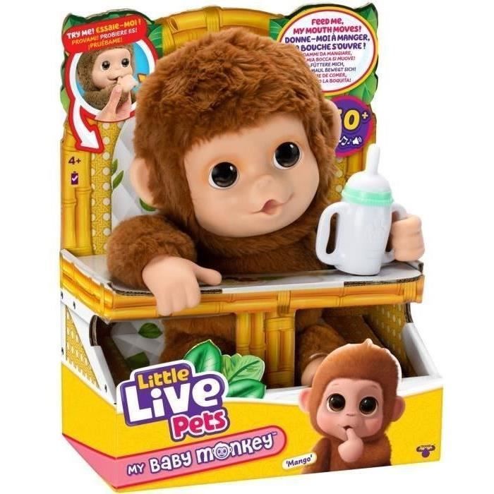 Meu Bebê Macaco - MOOSE TOYS - PEQUENOS ANIMAIS DE ESTIMAÇÃO VIVOS - Macaco interativo com acessórios