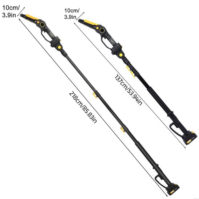 Mini motosserra sem fio 2 em 1 de 218 cm - Podador de galhos - 21 V - 800 W - 2 baterias - Altura ajustável - 15 cm