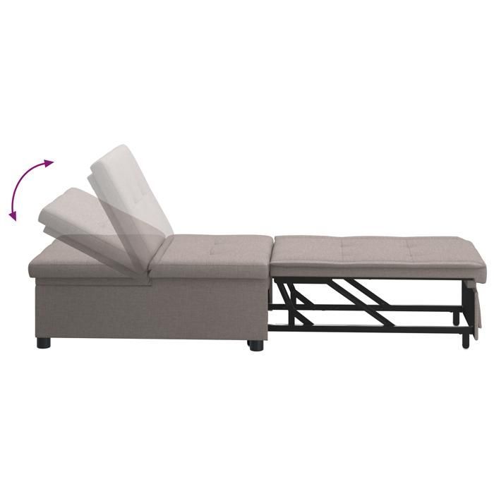 390963 & Divano letto 3 in 1, lettino trasformabile, in tessuto color tortora