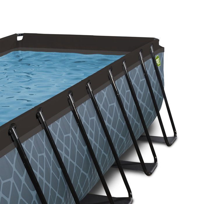 Piscine hors sol - EXIT TOYS - Stone - Rectangle - 7020 L - Gris - Filtre à cartouche