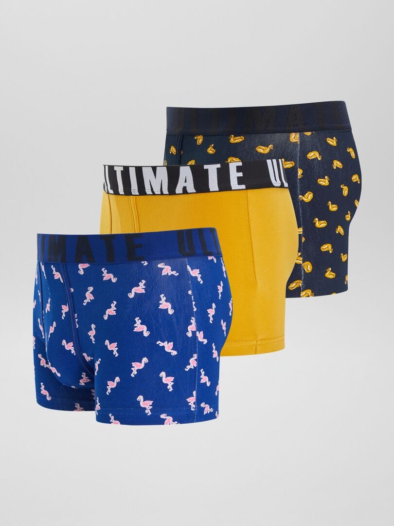Conjunto de 3 cuecas boxer estampadas - AZUL