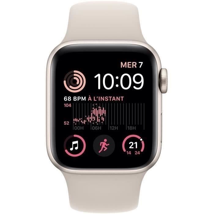 Apple Watch SE GPS (2e génération) - 40mm - Boîtier Starlight Aluminium - Bracelet Starlight (2022) - Reconditionné - Excellent