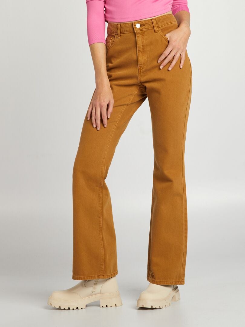 Pantalones acampanados - 5 bolsillos - BEIGE