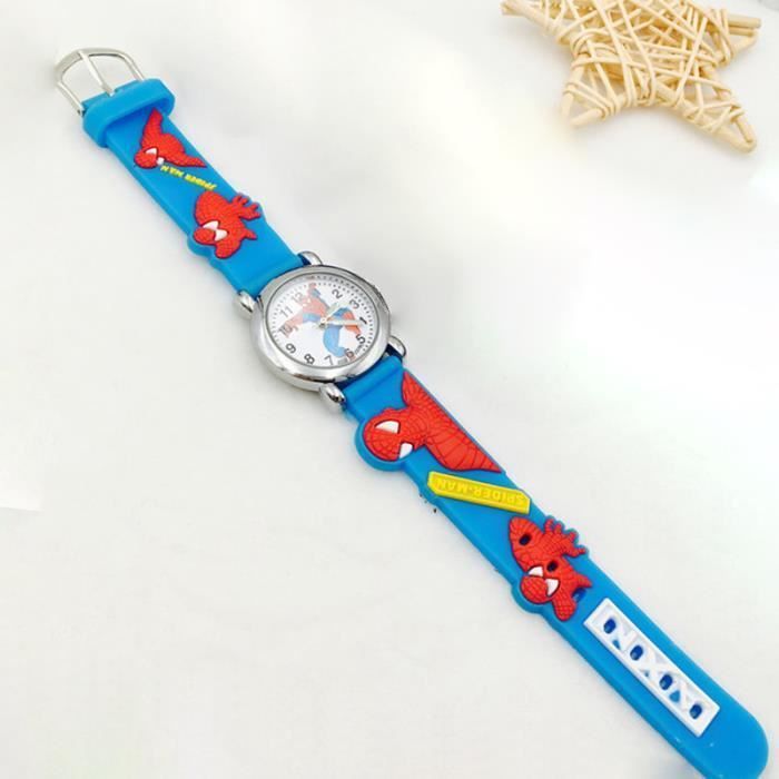 SHARPHY Montre enfant filles garçons spiderman bracelet en silicone mode mignon bleu junior lumineux sport