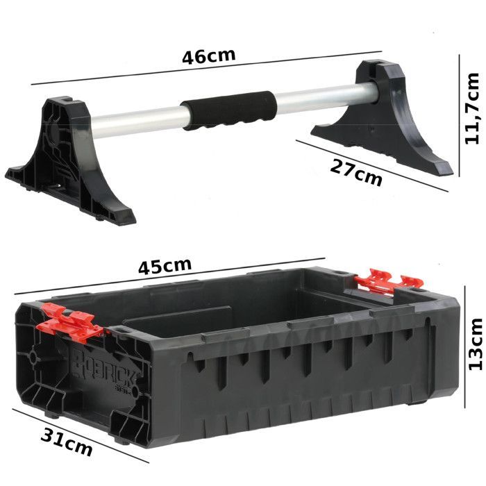 Caja de herramientas modular - PRO - Juego de almacenamiento con ruedas - Altura 139 cm - 7 compartimentos - Aluminio