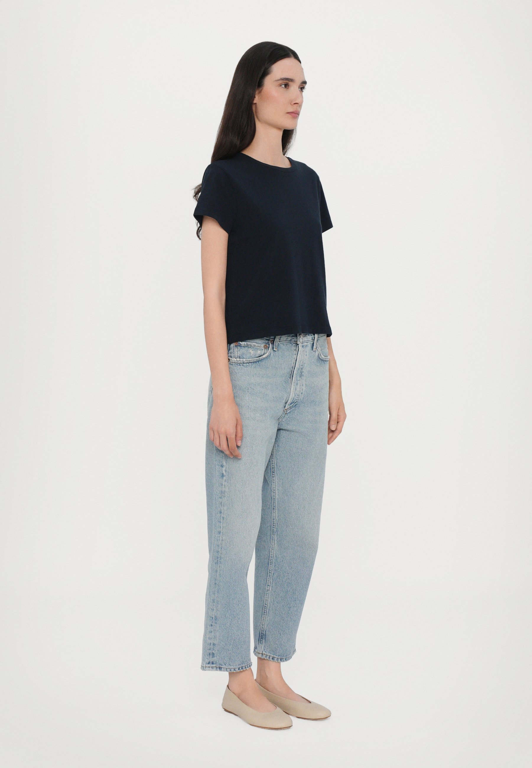 Agolde ADINE SHRUNKEN - Basic T-Shirt - Sturmblau