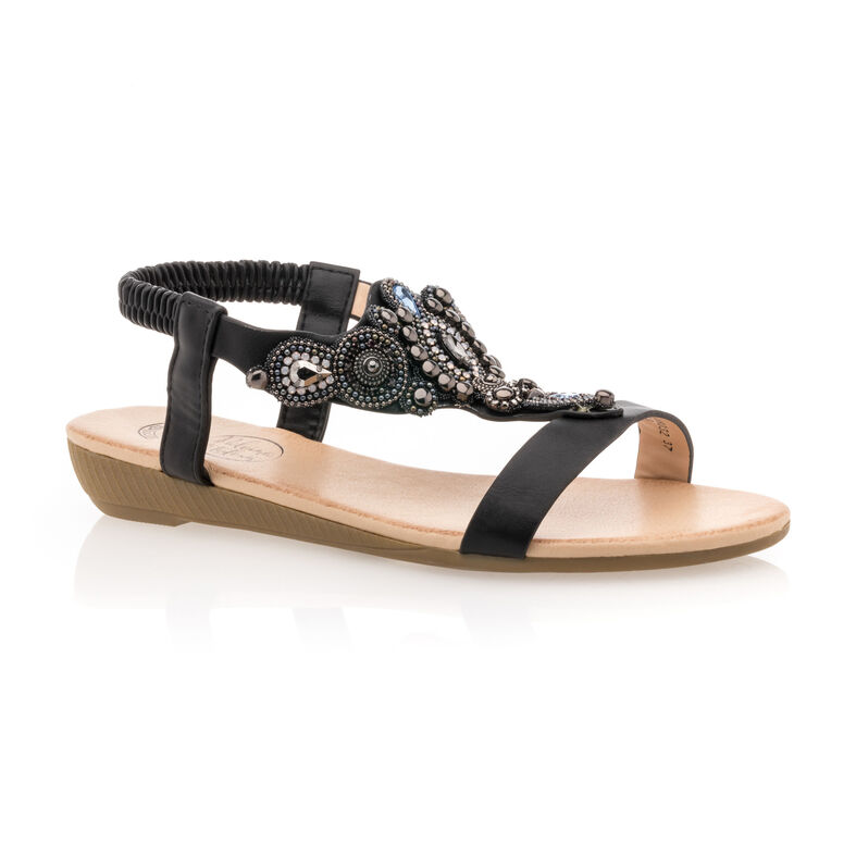 Schwarze Damensandalen / Zehenfreie Schuhe