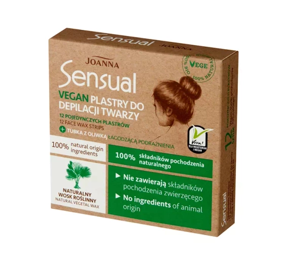 Joanna Sensual Vegan plastry do depilacji twarzy 12 sztuk 10ml