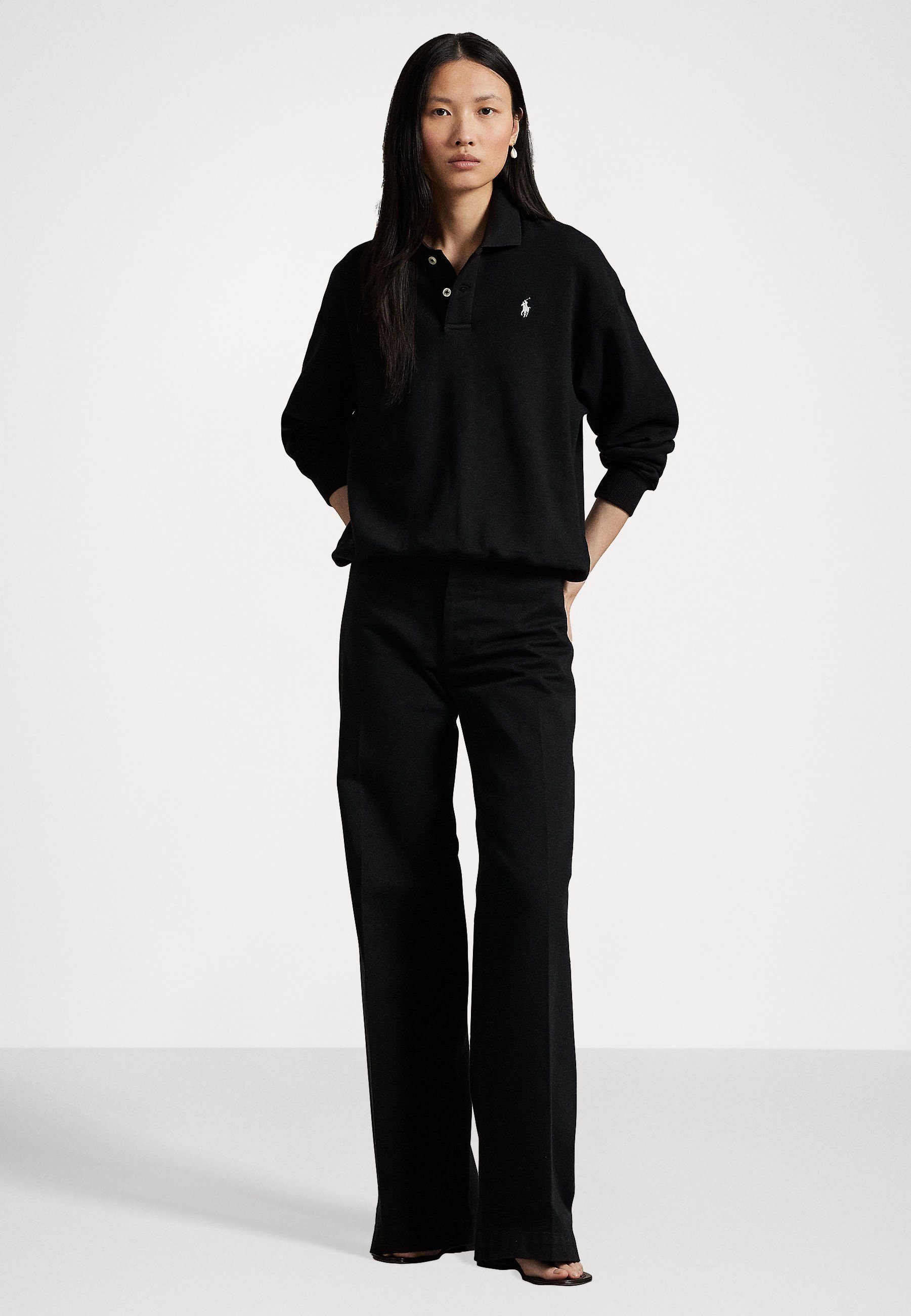 Polo Ralph Lauren POLO LEGGERA IN PILE A MANICHE LUNGHE - Maglia a maniche lunghe - nera