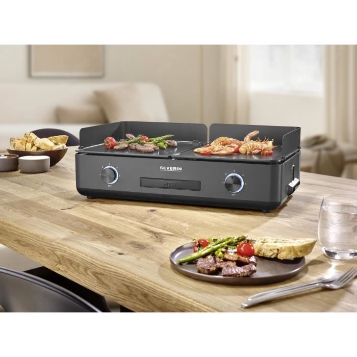 Piastra grill SEVERIN - PG8569 - Superficie di cottura 48x27cm - Rivestimento ceramico antiaderente - 2200W