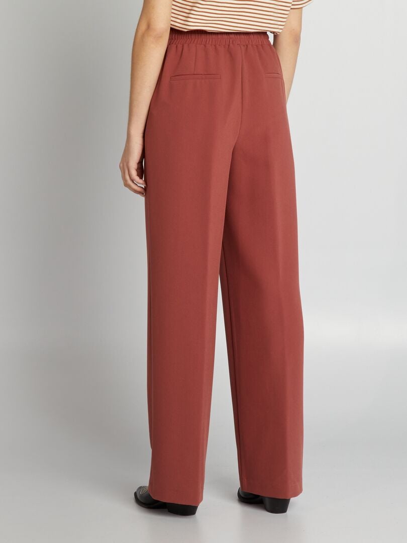 Calças de corte reto com amarração frontal - VERMELHO