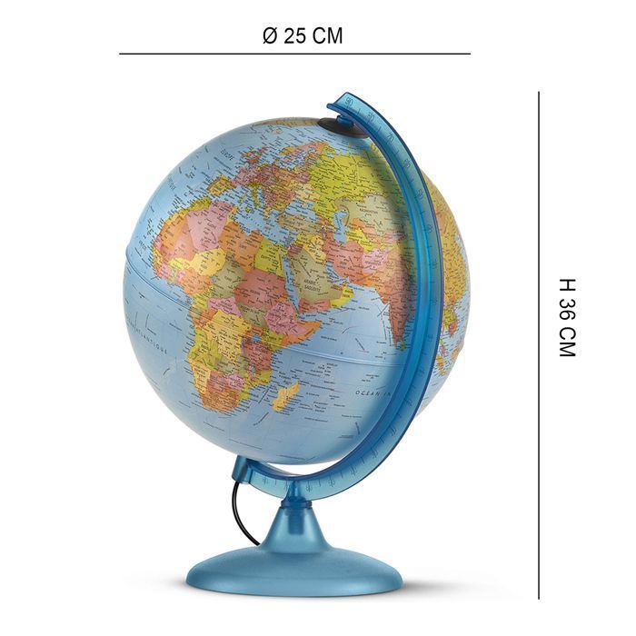 Illuminated Globe - TECNODIDATTICA - Night & Day - Politics and Constellations - Diameter 25 cm - LED Lighting