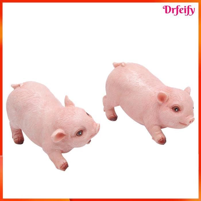 Garden decoration - AKOZON - Lively Piglet - Resin - Set of 2 - Bright colors 12x6.5 cm