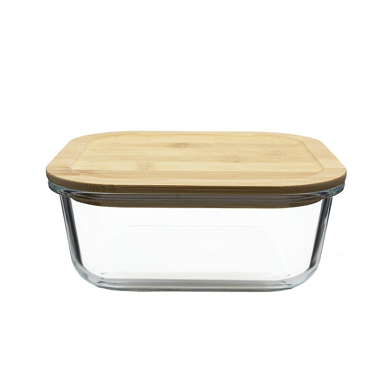 Contenitore per alimenti da 0,9 l in vetro borosilicato con coperchio in bambù.