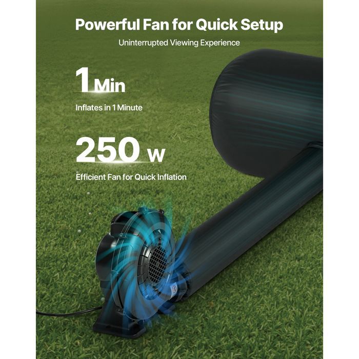 Pantalla de proyección inflable DUOKU - 488 cm - Tejido lavable 600D - Relación de aspecto 16:9 - Incluye bolsa de transporte