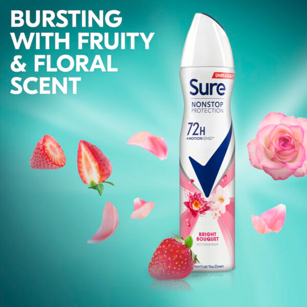 Sure Antiperspirant Deo Aerosol Nonstop Bright Bouquet 250ml
