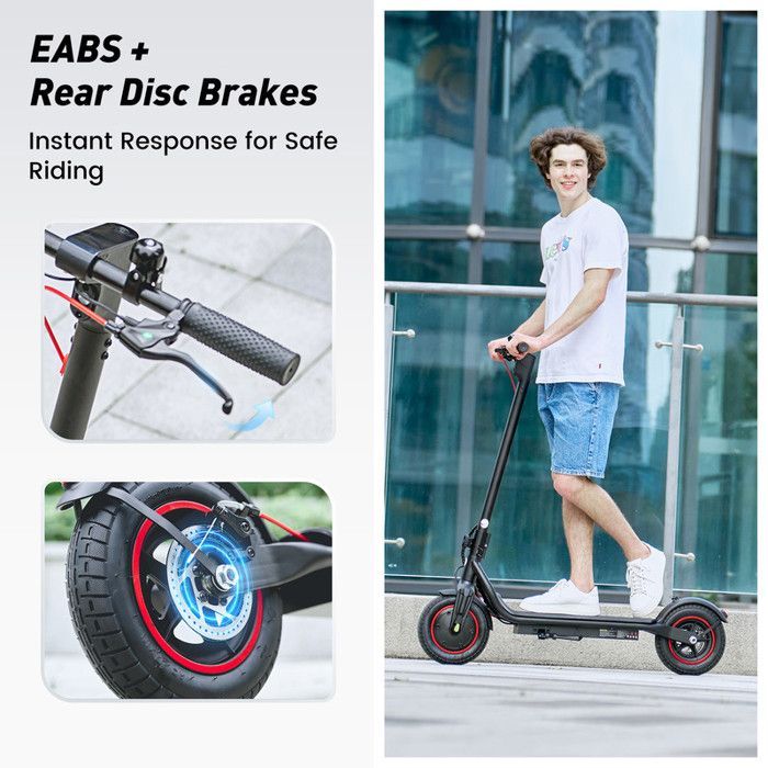 Patinete eléctrico plegable AGILERIDE AS-B3 de 10 pulgadas para adultos, autonomía de 27 a 37 km, batería de 36 V y 10,5 Ah, motor de 500 W.